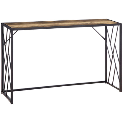 Consola 120cm, masa canapea industriala cu cadru metalic pentru sufragerie, hol, maro