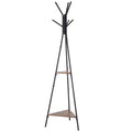 Cuier la copac pentru Haine cu 2 Rafturi negru si maro in Metal si Lemn