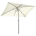 Umbrelă de grădină dreptunghiulară 2x3 m, din aluminiu, metal și poliester, cu unghi reglabil, alb crem și negru