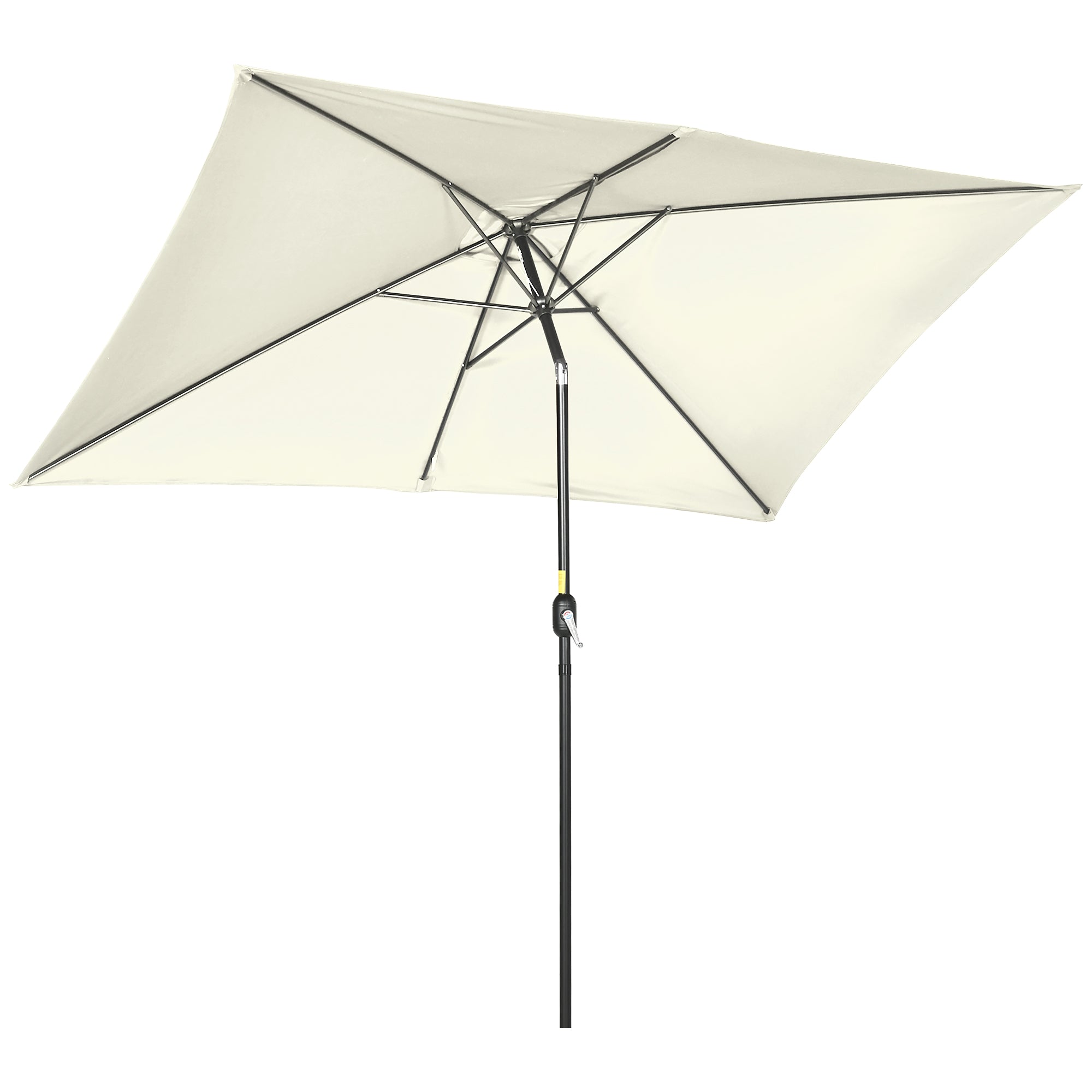 Umbrelă de grădină dreptunghiulară 2x3 m, din aluminiu, metal și poliester, cu unghi reglabil, alb crem și negru
