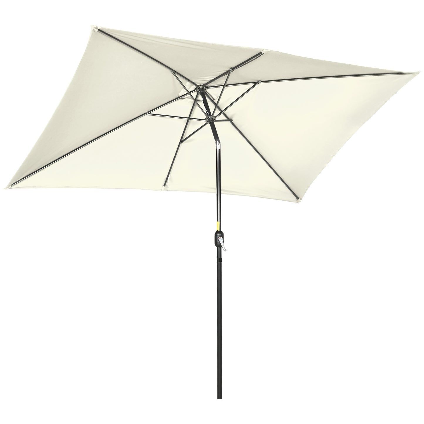 Umbrelă de grădină dreptunghiulară 2x3 m, din aluminiu, metal și poliester, cu unghi reglabil, alb crem și negru