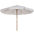 Umbrelă de grădină cu acoperiș dublu, din lemn de bambus și poliester, Ø325x250 cm, crem