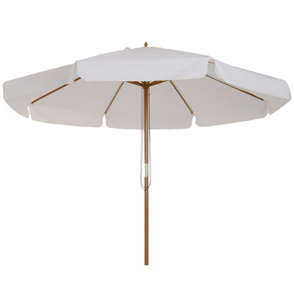 Umbrelă de grădină cu acoperiș dublu, din lemn de bambus și poliester, Ø325x250 cm, crem