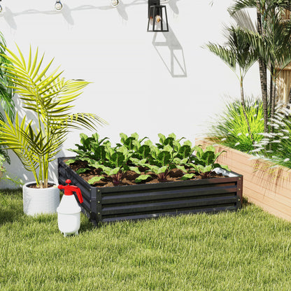 Pat de Gradina Inaltat Galvanizat de 120x120x30cm, Jardiniera Pat Inaltat cu Cadru din Otel pentru Legume, Flori, Plante si Plante Aromatice, Gri