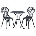 Set de Grădină 3 Piese cu 2 Scaune de Exterior și Masă Rotundă din Aluminiu, Negru