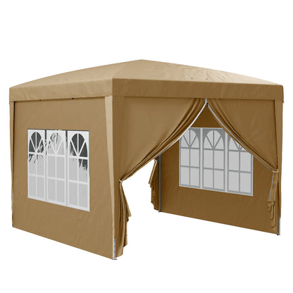 Foisor de gradina pliabil  din otel si tesatura Oxford cu funii si cuie incluse, 2,95x2,95x2,58 m, alb