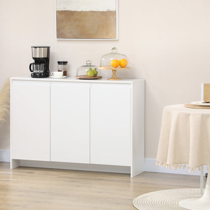 Bufet Modern cu 12 Rafturi Interioare  din PAL pentru Bucatarie, Sufragerie si Hol, 120x35x85 cm, Alb