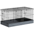 Cușcă pentru Animale Mici 2 în 1, Capac Detasabil și Secțiuni Separate, 121x61x61 cm, Negru