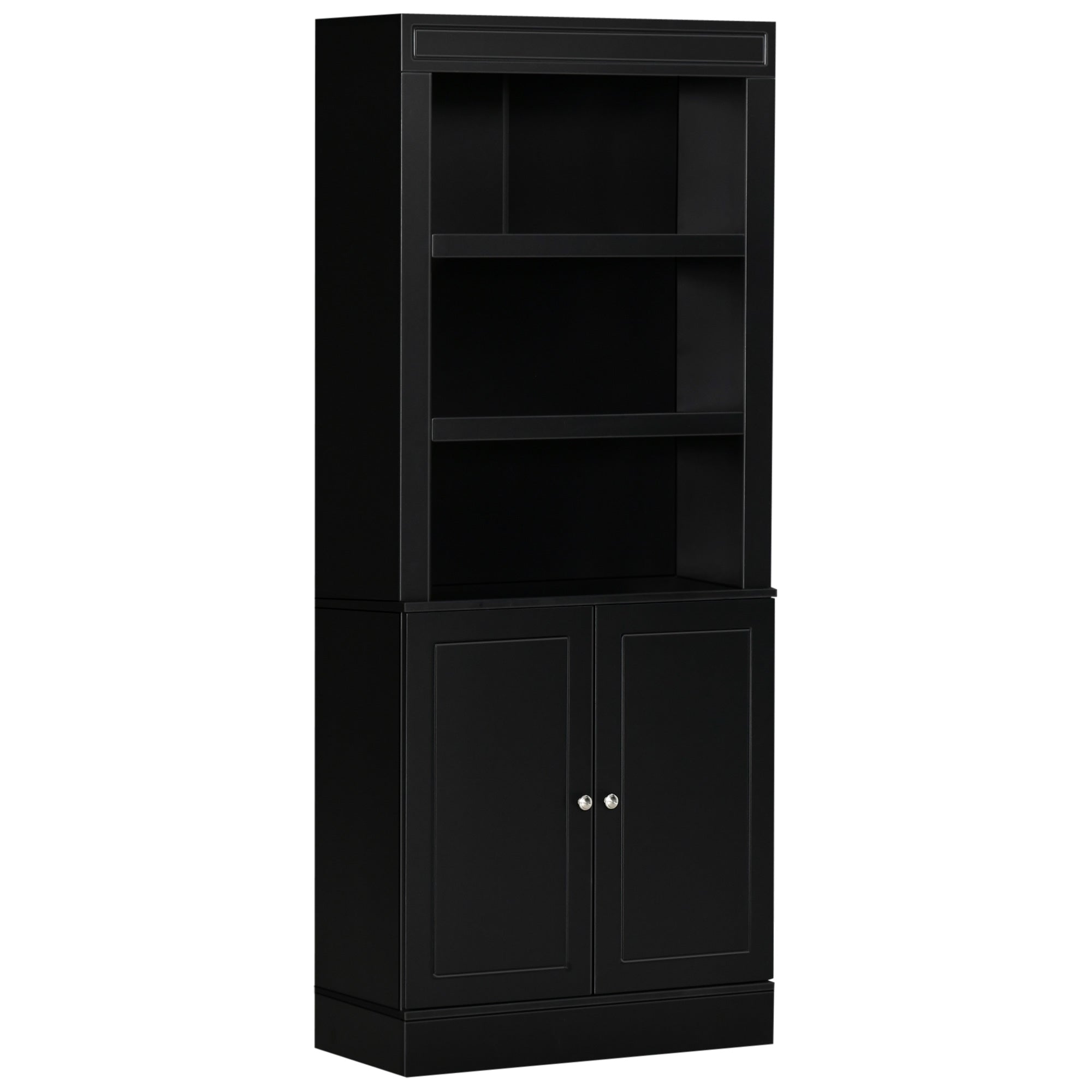Bufet Bucatarie din Lemn  cu Etajere si Dulapior 2 Usi cu Polite Reglabile, 74,6x35,5x182,5cm