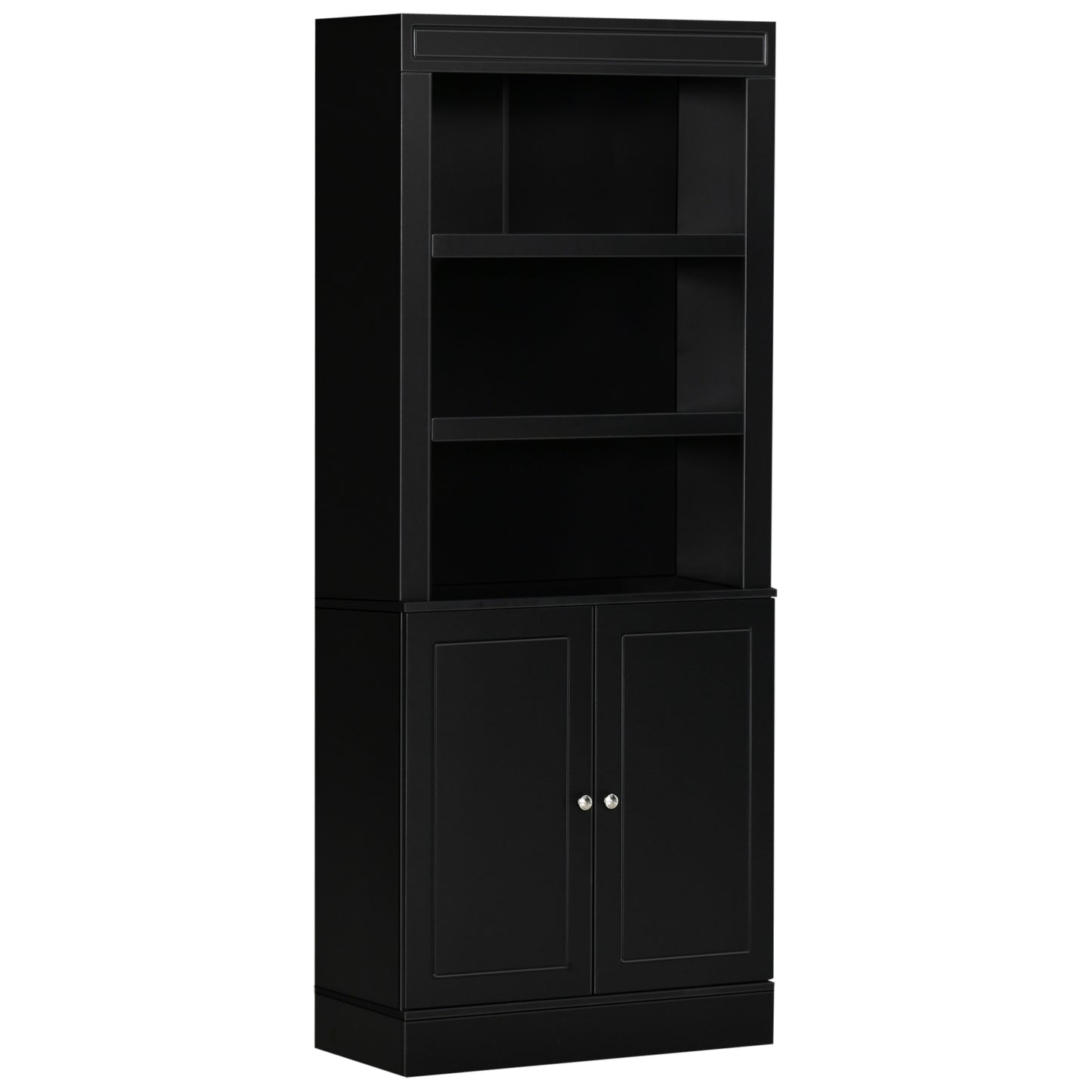 Bufet Bucatarie din Lemn  cu Etajere si Dulapior 2 Usi cu Polite Reglabile, 74,6x35,5x182,5cm