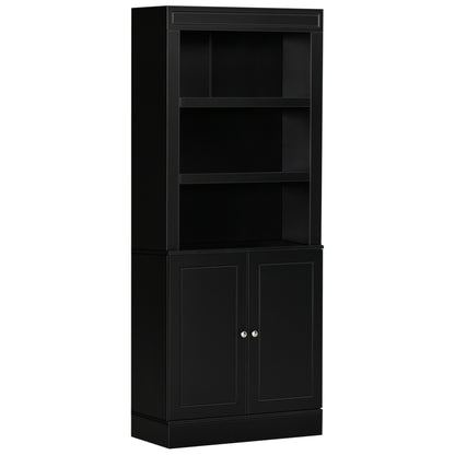 Bufet Bucatarie din Lemn  cu Etajere si Dulapior 2 Usi cu Polite Reglabile, 74,6x35,5x182,5cm
