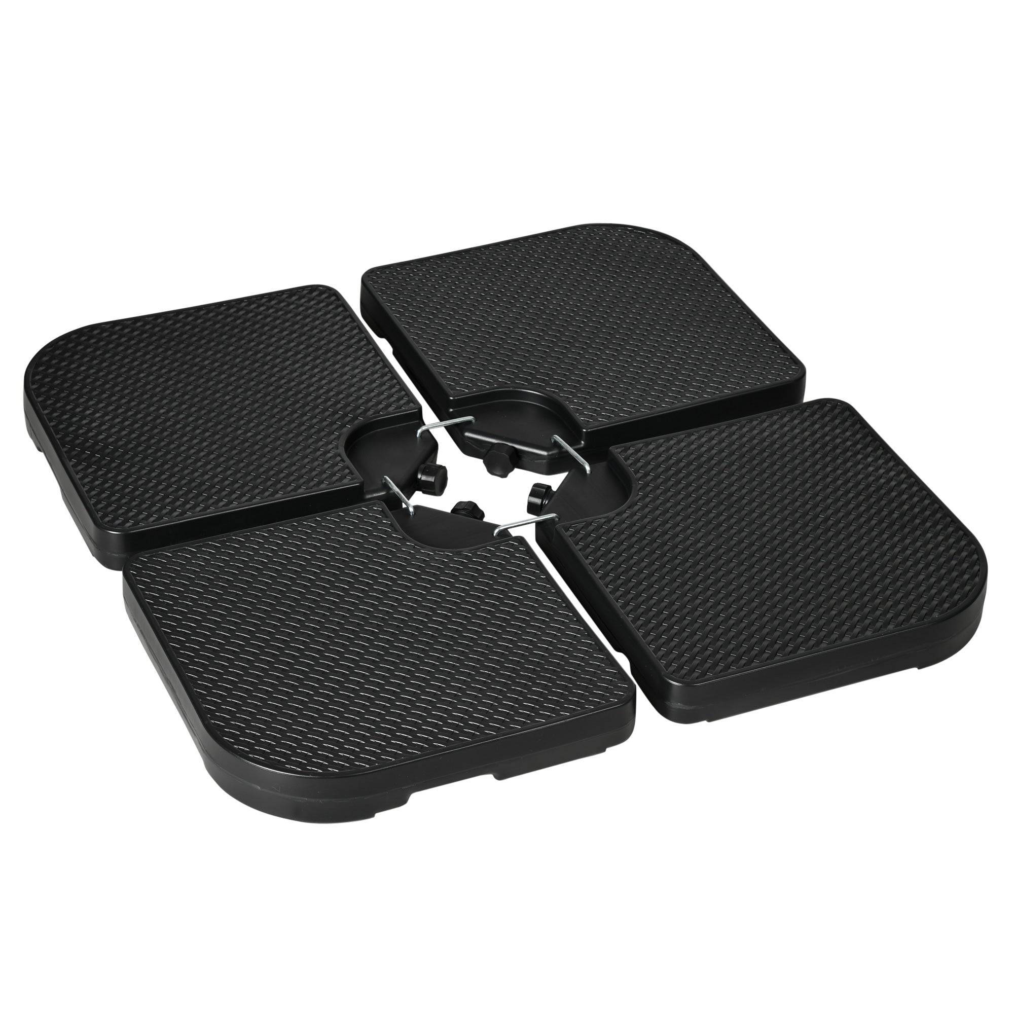 Bază  pentru Umbrelă Set 4 Bucăți Stivuibile cu Mânere Integrate, în HDPE, 100x100x8 cm, Negru