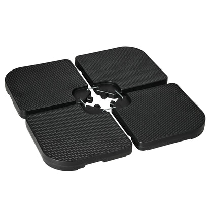 Bază  pentru Umbrelă Set 4 Bucăți Stivuibile cu Mânere Integrate, în HDPE, 100x100x8 cm, Negru