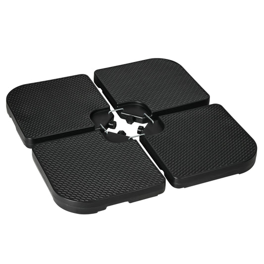 Bază  pentru Umbrelă Set 4 Bucăți Stivuibile cu Mânere Integrate, în HDPE, 100x100x8 cm, Negru