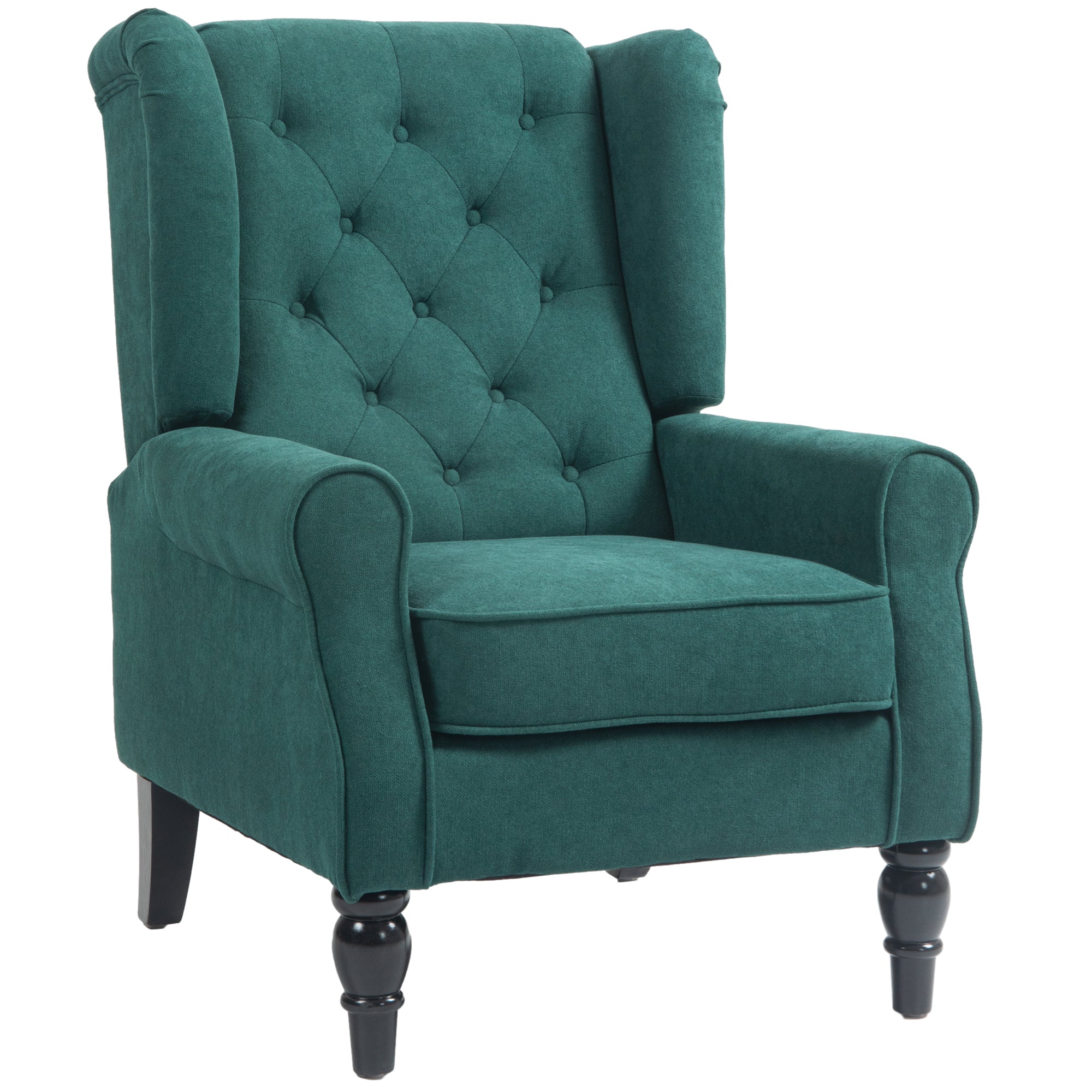 Fotoliu de Salon în Stil Francez cu Șezut Confortabil și Perne, din Poliester, 74x86x102 cm, Verde Închis