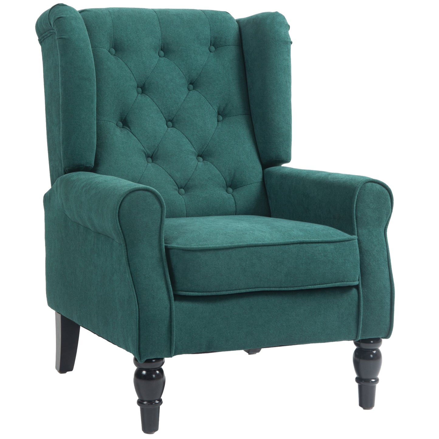 Fotoliu de Salon în Stil Francez cu Șezut Confortabil și Perne, din Poliester, 74x86x102 cm, Verde Închis