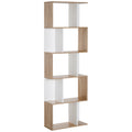 Bibliotecă de Perete Modernă cu 5 Rafturi, Design Vertical din Lemn, 60x24x184.5 cm, Alb