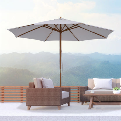 Umbrela din Lemn Umbrela Soare pentru Gradina Balcon Alb 3 m