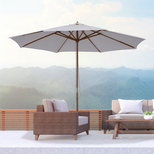Umbrela din Lemn Umbrela Soare pentru Gradina Balcon Alb 3 m