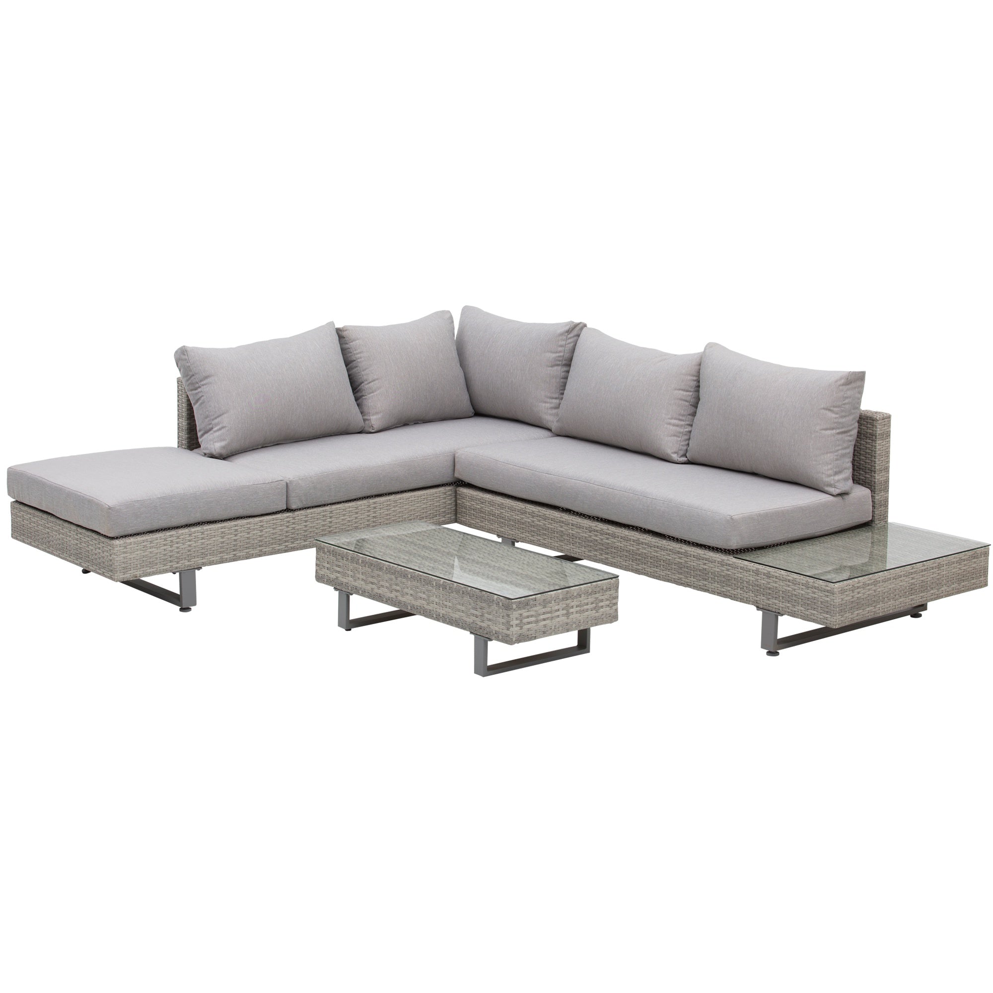 Set Mobilier canapele si masuta pentru Gradina din Ratan Gri