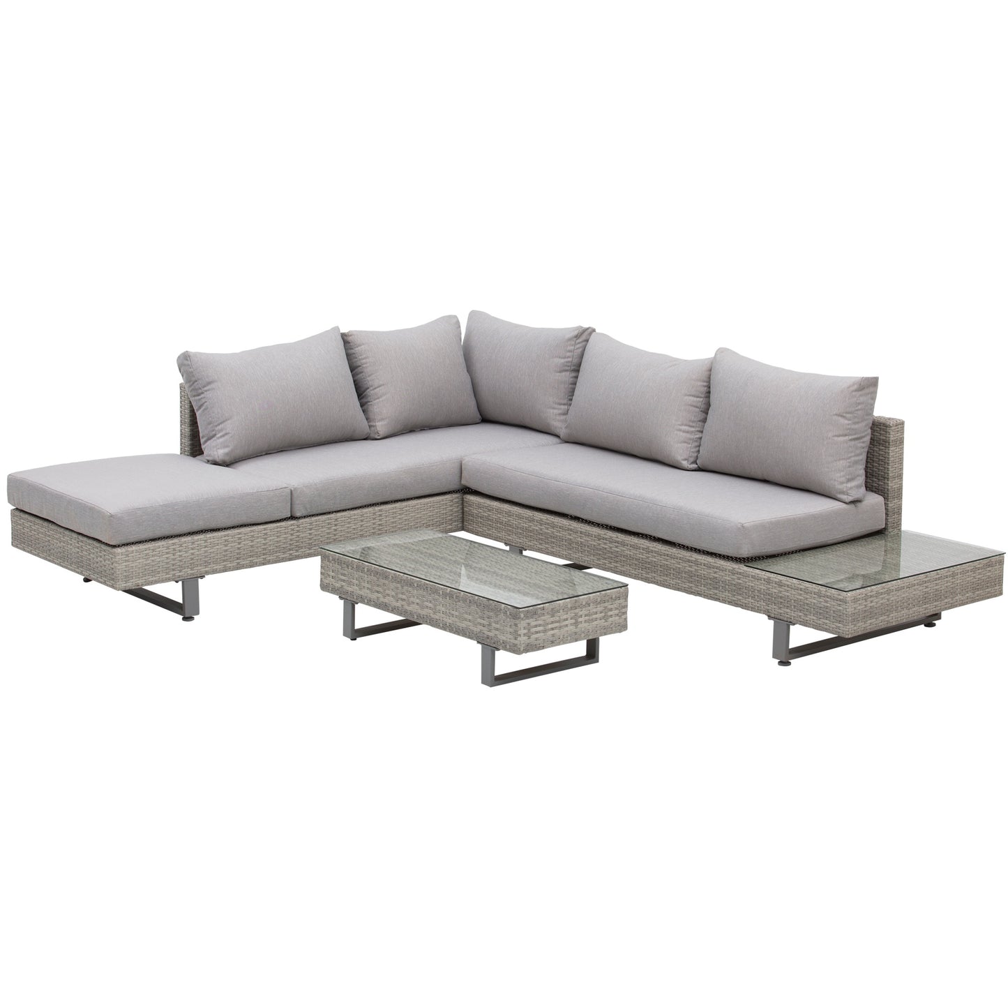 Set Mobilier canapele si masuta pentru Gradina din Ratan Gri
