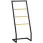 Suport pentru prosoape cu 4 bare din oțel și bambus, 40.5x28x98cm, negru și culoare lemn