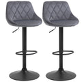 Scaune Bar x2 – Pivotante, Gri Catifelat, inaltime Reglabila