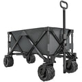Cărucior de grădină, sarcină maximă 70kg, cu mâner telescopic, din metal și material Oxford, 108x55 cm, gri
