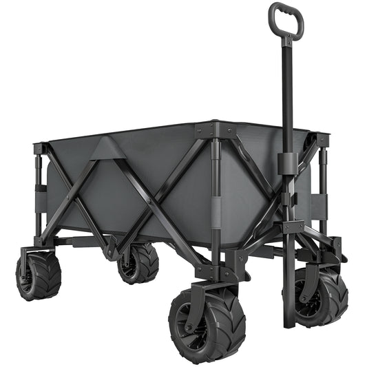 Cărucior de grădină, sarcină maximă 70kg, cu mâner telescopic, din metal și material Oxford, 108x55 cm, gri