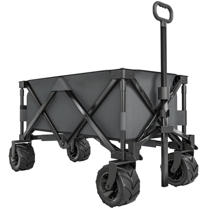 Cărucior de grădină, sarcină maximă 70kg, cu mâner telescopic, din metal și material Oxford, 108x55 cm, gri