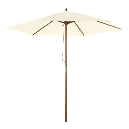 Umbrela Rotunda de Gradina pentru exterior din Bambus/Poliester, 2.5x2.3m, Crem/Alb