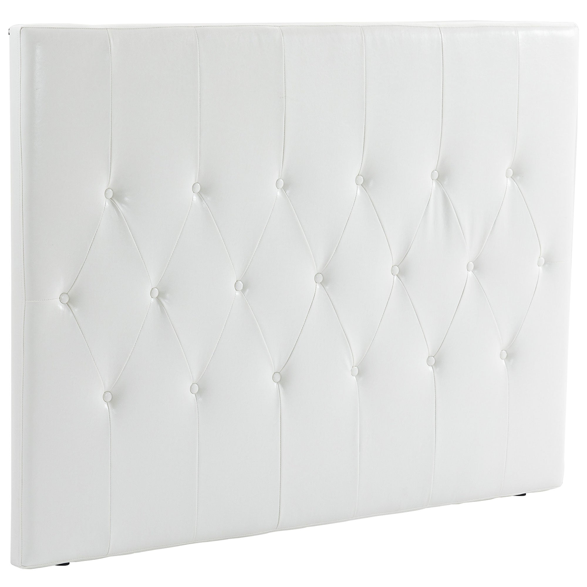 Căpătâi Pat Matrimonial Capitonată cu Design cu Nasturi, Spătar Pat din Piele PU și MDF, 160x7x120 cm, Alb