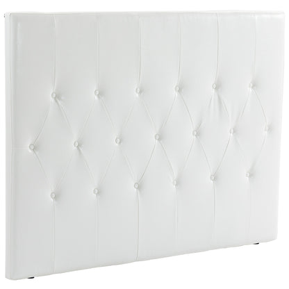 Căpătâi Pat Matrimonial Capitonată cu Design cu Nasturi, Spătar Pat din Piele PU și MDF, 160x7x120 cm, Alb