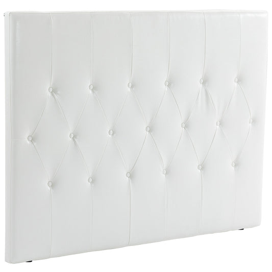 Căpătâi Pat Matrimonial Capitonată cu Design cu Nasturi, Spătar Pat din Piele PU și MDF, 160x7x120 cm, Alb