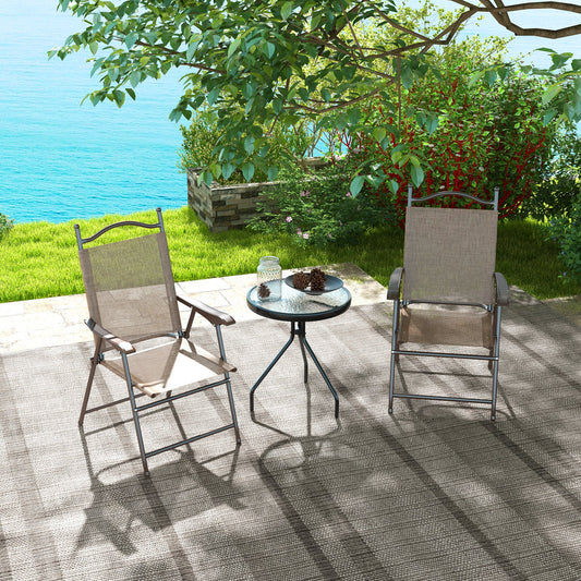 Set de 2 scaune pliabile, pentru gradina cu cotiera, Maro
