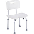 Scaun de Duș Reglabil pe 8 Nivele cu Orificii de Drenaj și Șezut în Formă de U, 48x42x71-83,5 cm, Alb
