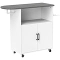 Dulap Mobil pentru Călcat cu 2 Uși și Spațiu Deschis, 125x43.5x102.5 cm, Alb