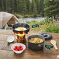 Set Vase Camping , Kit 8 Piese Ultraușor, Mânere Anti-Arsură, Gri