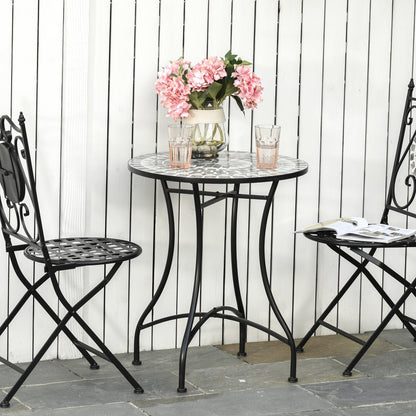 Masuta de Gradina si Exterior din Metal si Ceramica Neagra