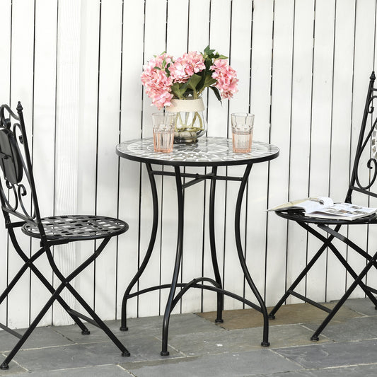 Masuta de Gradina si Exterior din Metal si Ceramica Neagra
