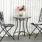 Masuta de Gradina si Exterior din Metal si Ceramica Neagra