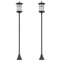 Set 2 Lămpi Solare cu Autonomie de 6h și Fixare în Sol, din Oțel Inoxidabil și ABS, 23,5x23,5x184 cm, Negru