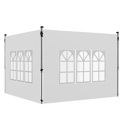 Pereți Laterali pentru Foișor 3x3 sau 3x4 cu Ferestre Incluse, din Plastic și Țesătură Oxford, 295x195 cm, Alb