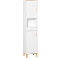 Dulap Coloana pentru Baie, Îngust Space Saver, din Lemn/MDF, cu Rafturi si Usi, Organizator Ergonomic, Alb