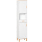 Dulap Coloana pentru Baie, Îngust Space Saver, din Lemn/MDF, cu Rafturi si Usi, Organizator Ergonomic, Alb