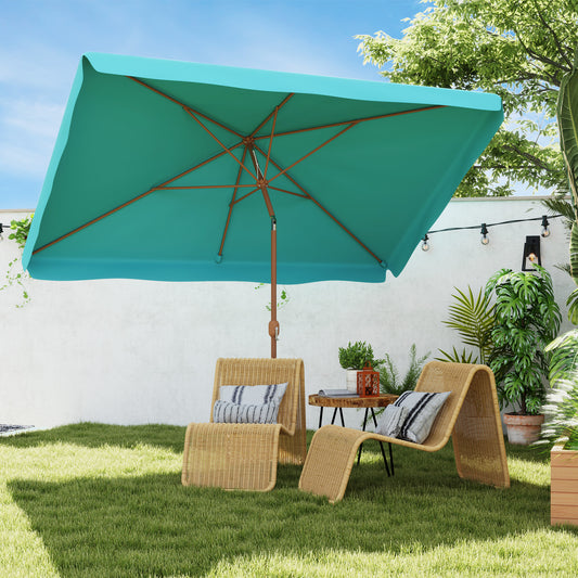 Umbrelă de Grădină 2x3 m cu Manivelă, Inclinabilă și Anti-UV 50+, Turcoaz