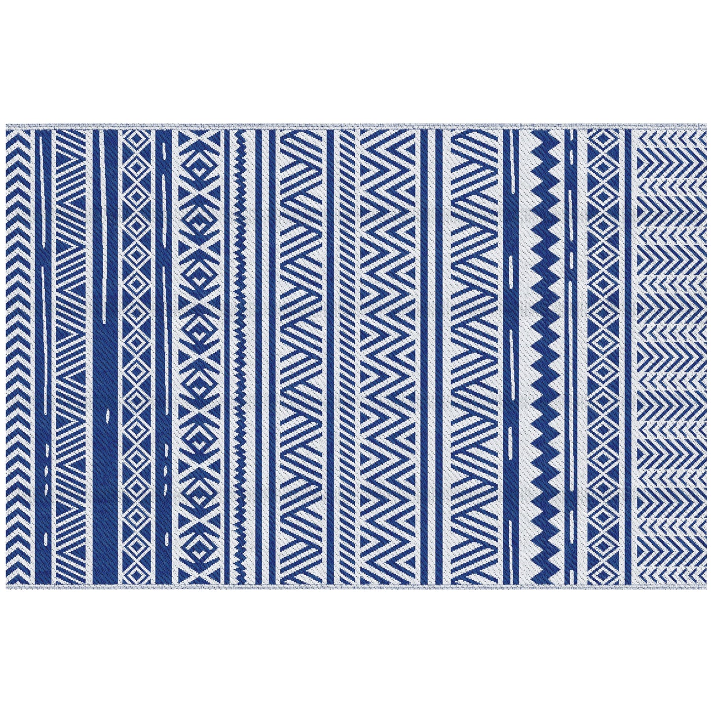 Covor pentru Exterior 182x274 cm Reversibil, Covor Pliabil din Polipropilen 310 g/m² Albastru si Alb