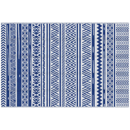 Covor pentru Exterior 182x274 cm Reversibil, Covor Pliabil din Polipropilen 310 g/m² Albastru si Alb