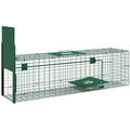 Cușcă Capcană pentru Animale Mici cu O Ușă și Mâner, 100x25x28 cm, Verde Închis