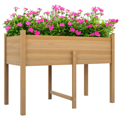 Grădină înălțată cu 2 orificii de drenaj și sac din material nețesut, din lemn de brad, 115x55x80 cm